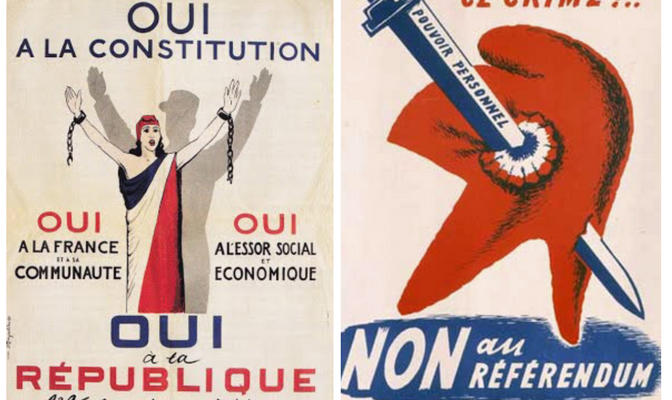 OUI : Affiche du referendum du 28/09/1958 du Comité ouvrier et professionnel pou