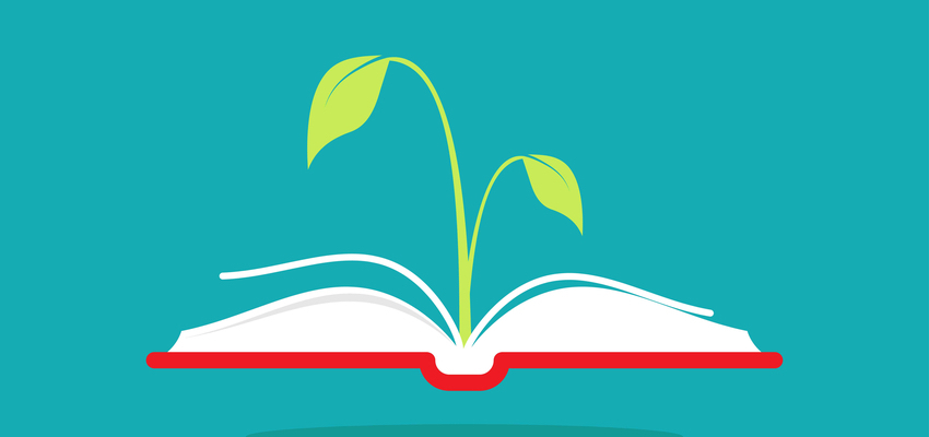 Drawing of an open book from which a green sprig is growing @NeMaria / Shutterstock