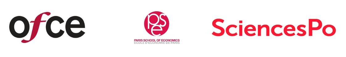 Logos of the OFCE, PSE and Sciences Po 