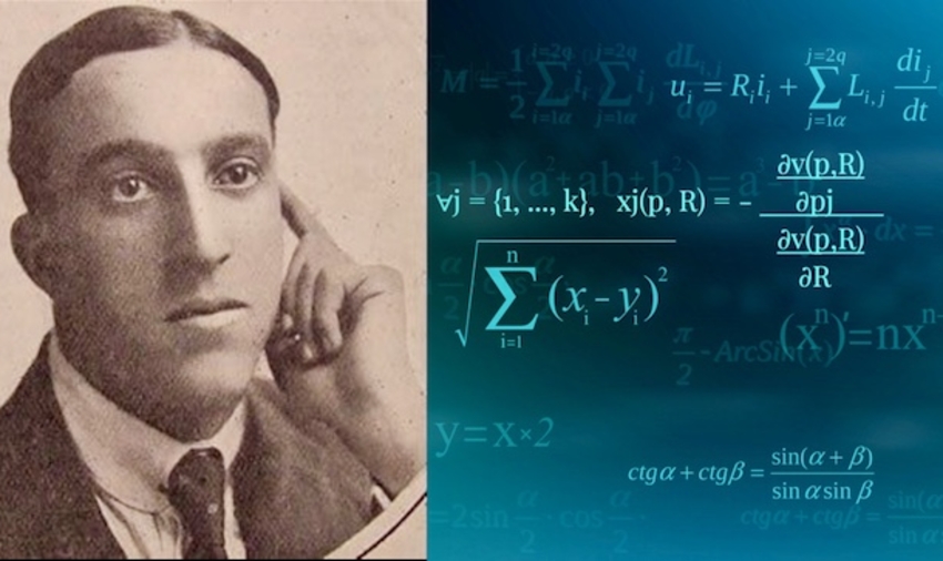 Portrait of René Roy and stylised equations