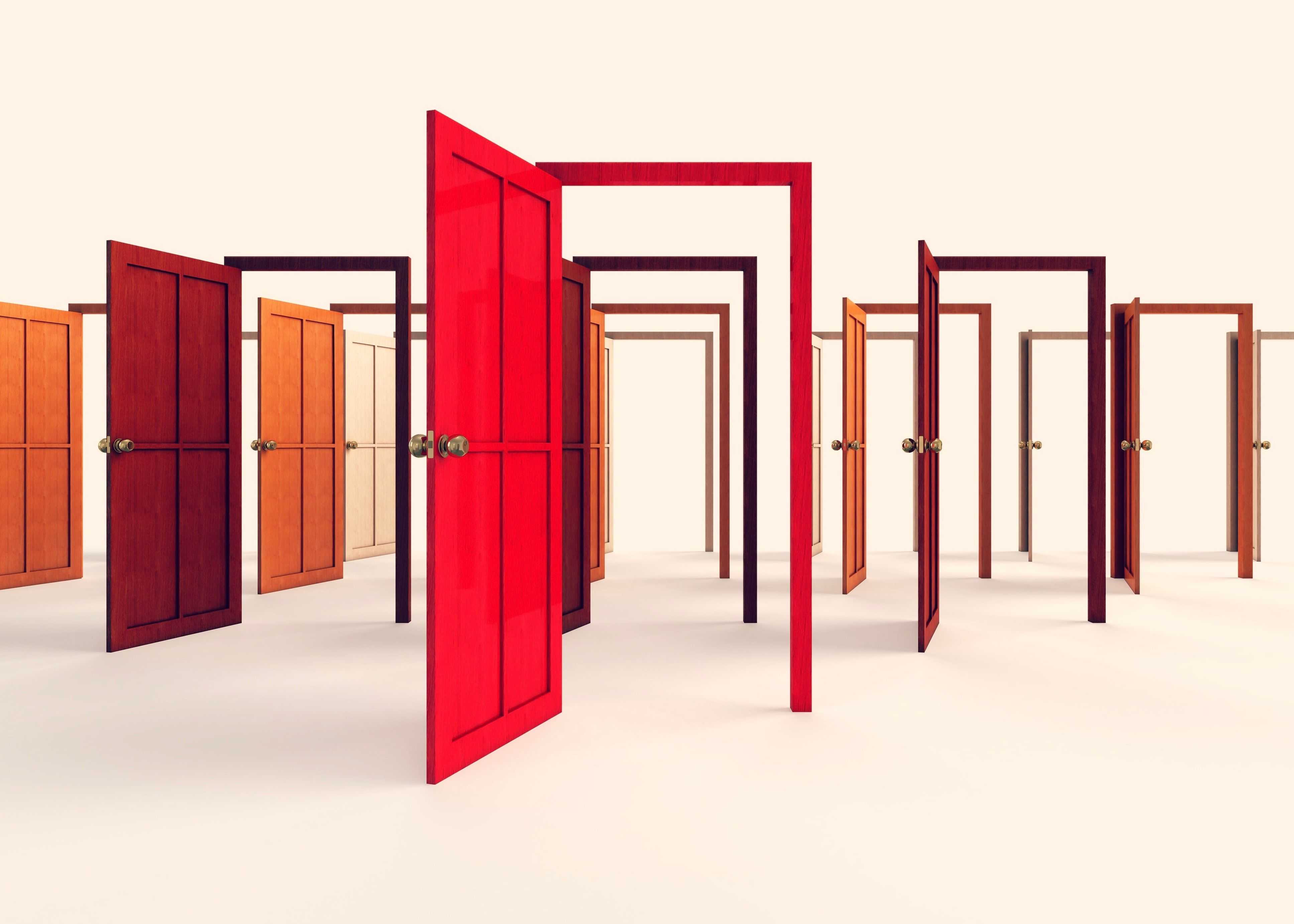 Open doors - welcome, choice, concept of opportunity