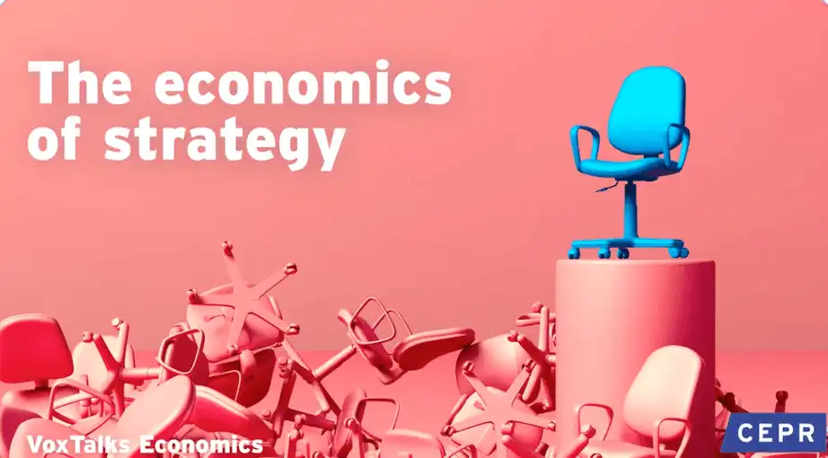 Blue chair perched on a column high above a heap of overturned pink chairs (concept of leadership or ambition)