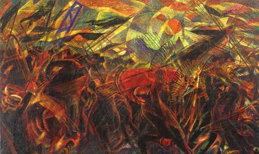 Les funérailles de l'anarchiste Galli, Carlo Carrà, 1910