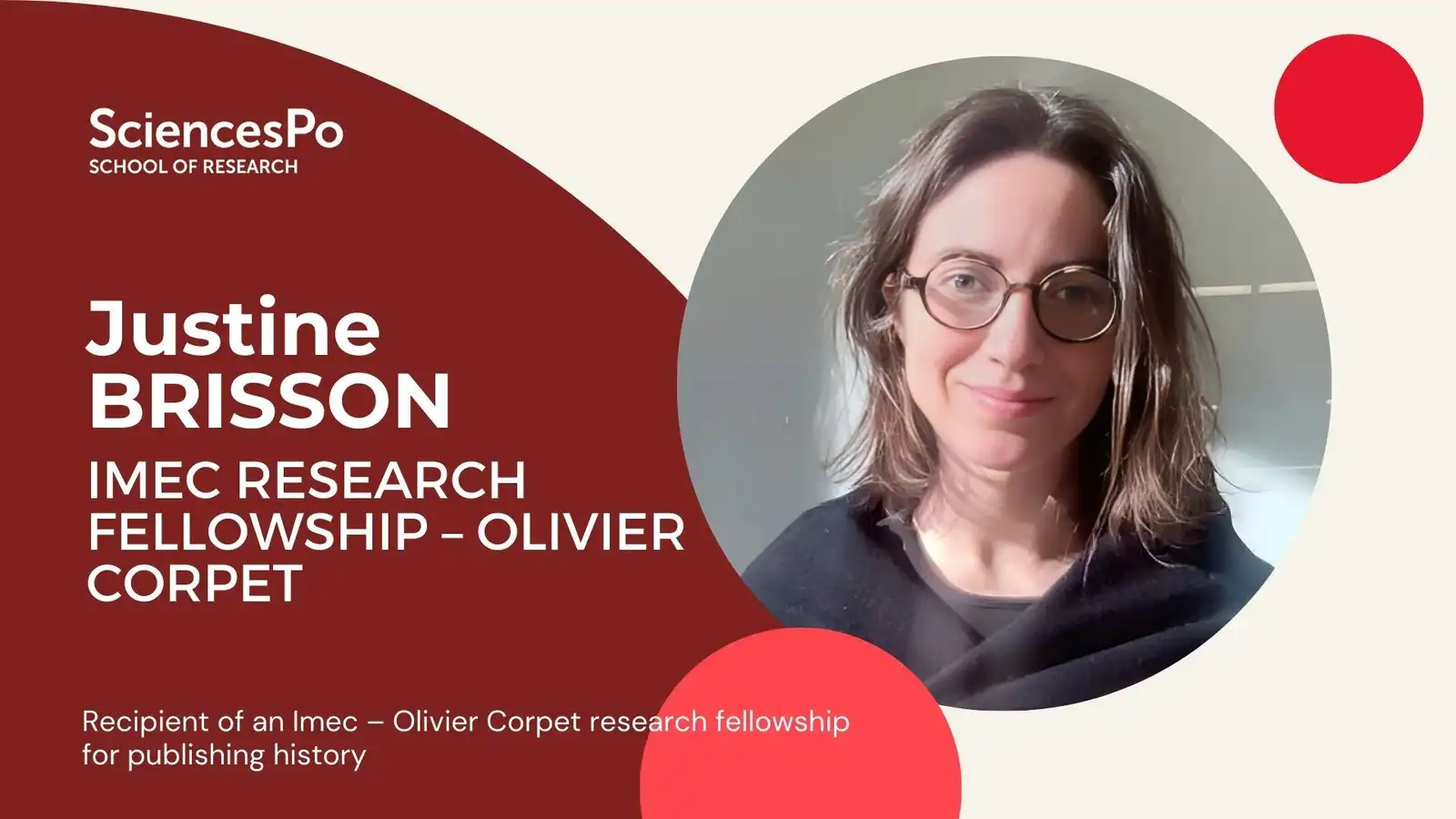 Justine BRISSON, Recipient of an Imec – Olivier Corpet research fellowship for publishing history