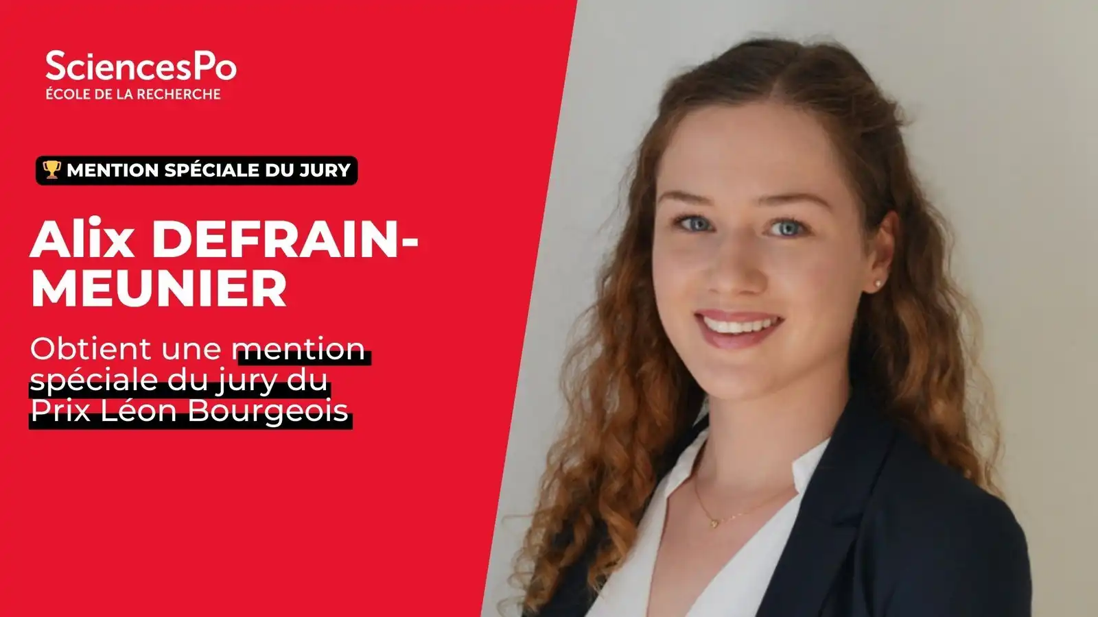 Alix Defrain-Meunier reçoit une mention spéciale du jury du Prix Léon Bourgeois