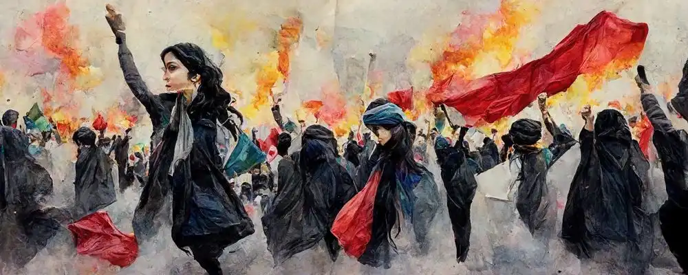 Iranian Women manifesting after  Mahsa Amini's death