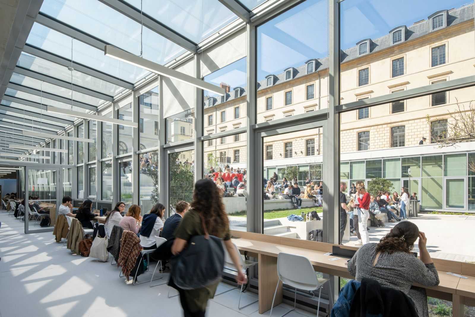 Students in the reading room of the research library 