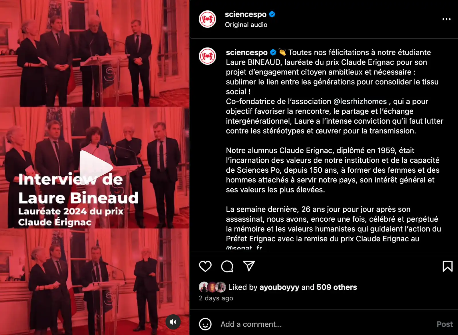 Vignette avec lien vers l'interview de Laure Bineaud sur Instagram.