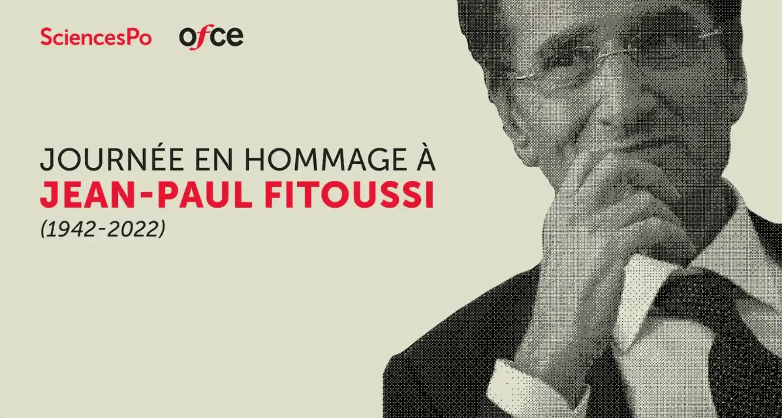Invitation for day of tribute and portrait of Jean-Paul Fitoussi