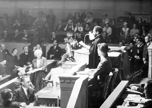 Haile Selassie talks at the League of Nations in Geneva, 1936