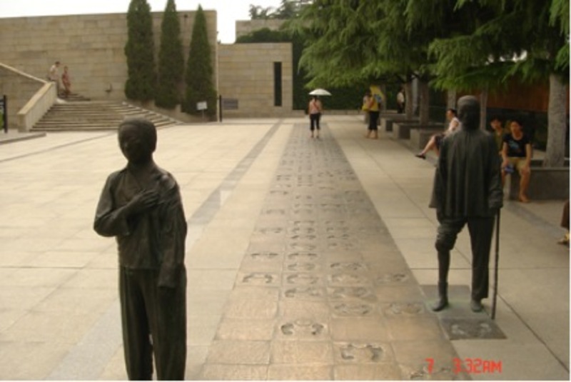 Footprints of Witnesses to History sculpture at the Nanjing Massacre Memorial Hall