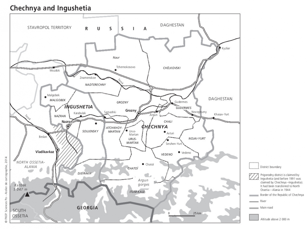 Chechnya and Ingushetia map