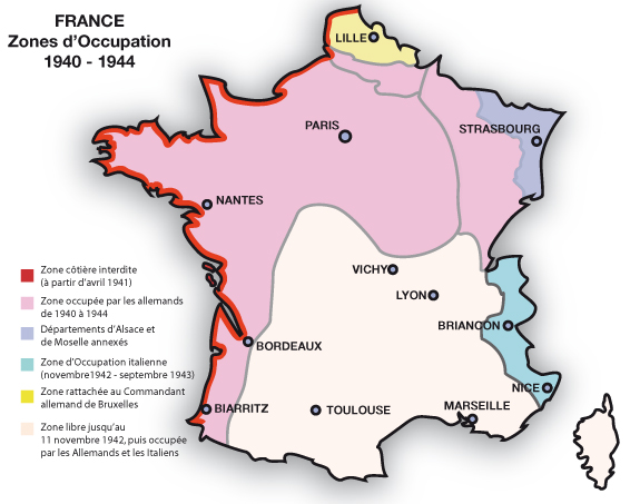 France : zones occupées 1940-1944