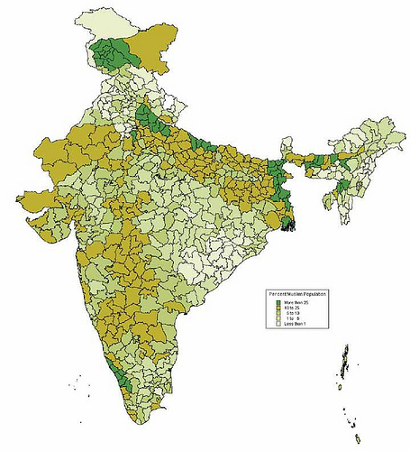 Map 1. District - wide distribution of the Muslim population