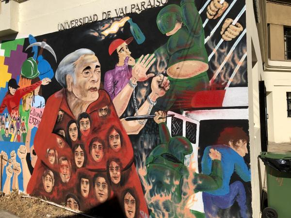 Fresque murale sur la répression et la résistance populaire