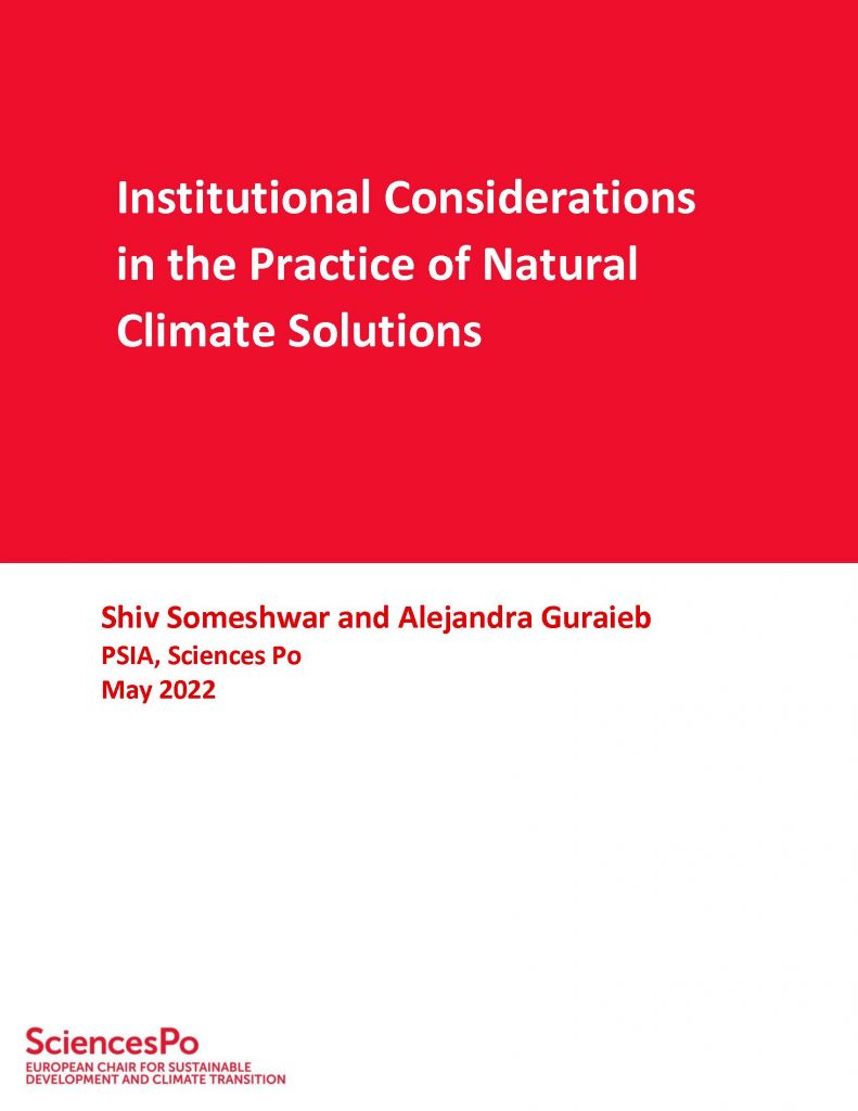 Institutionnal Considerations in the Practice of Natural Climate Solutions