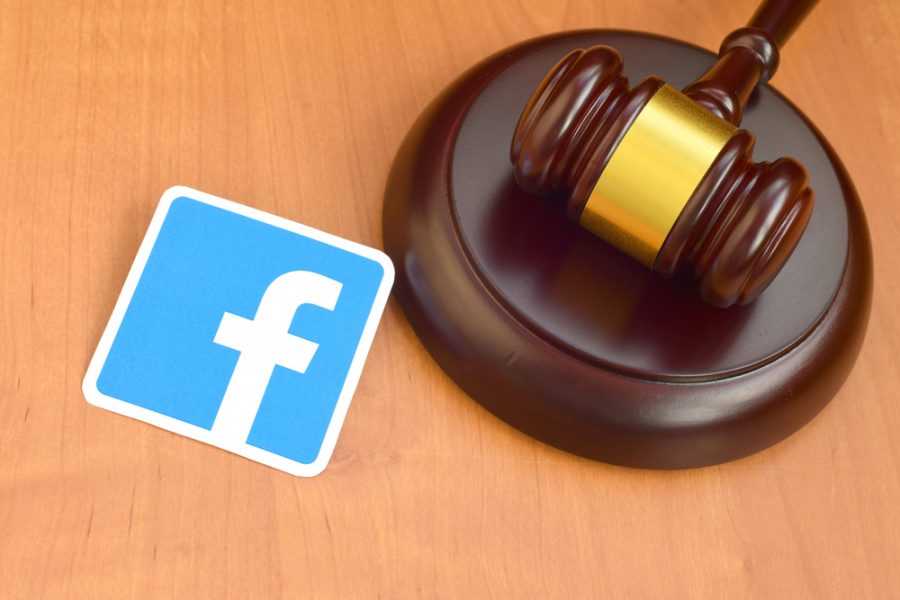 Facebook logo and gavel