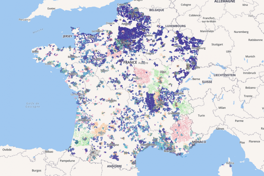 Carte déploiement fibre optique ARCEP