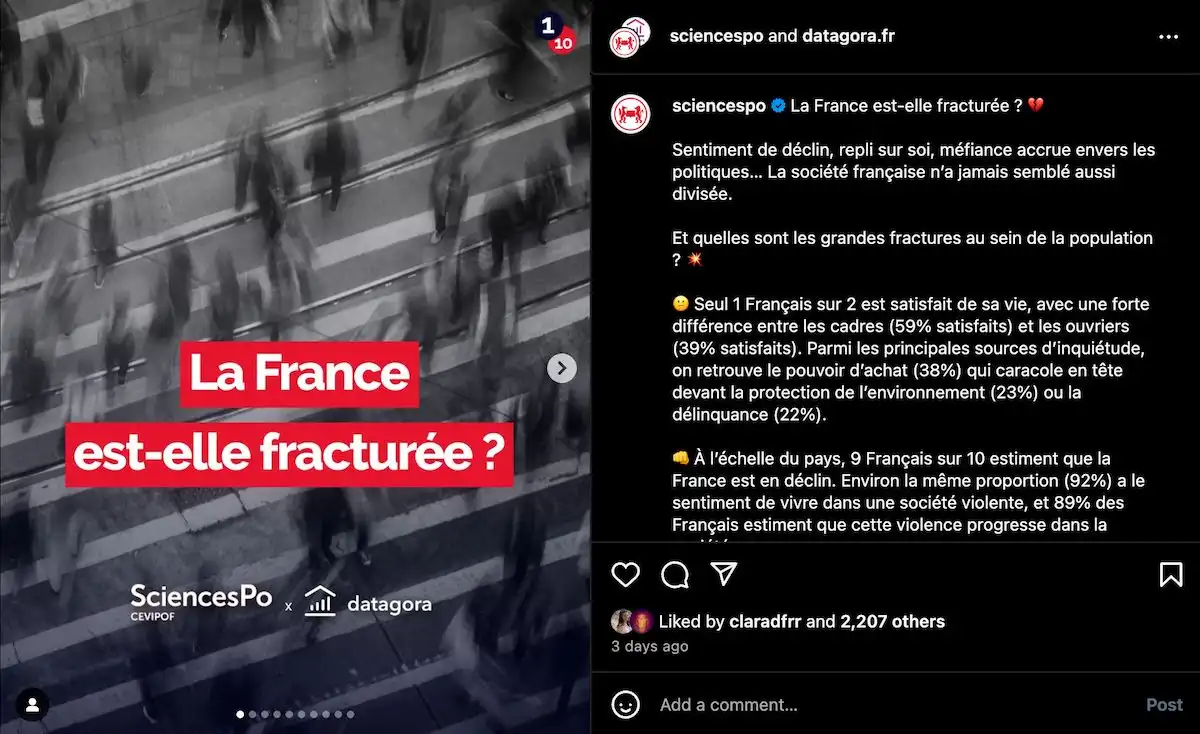 Post instagram la France est-elle fracturée ?