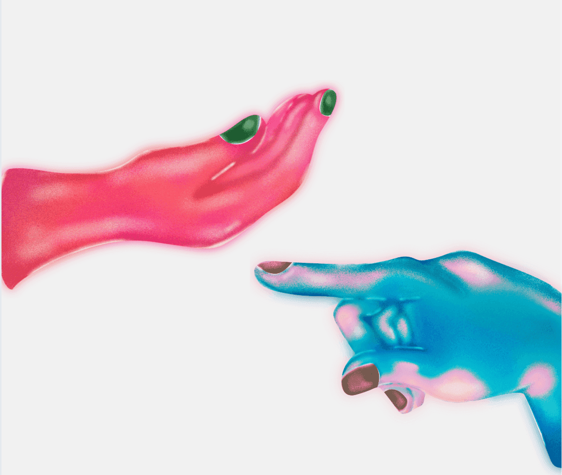 Affiche colloque main bleue main rouge