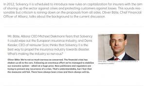 Interview of Oliver Bäte, Chief Financial Officer of Allianz, 2010. Screenshot, Allianz web site 