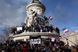 Paris rally in support of the victims of the 2015 Charlie Hebdo shooting, 11 January 2015. Place de la Republique.. Crédits : Olivier Ortelpa