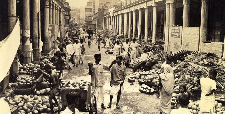 This cocoanut market on Cornwallis Calcutta in 1945 By Clyde Waddell [Public domain], via Wikimedia Commons