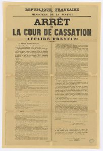 Arrêt de la cour de cassation, affiché dans toutes les communes de France à partir du 5 juin 1899. Image Domaine public