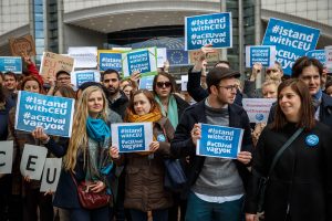 Manifestation contre la fermeture de l’Université d’Europe Centrale à Budapest, 2017 . Crédit photo : greensefa - CC BY-SA 2.0