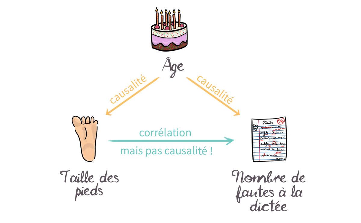 Schéma expliquant la différence corélation/causalité © Artly