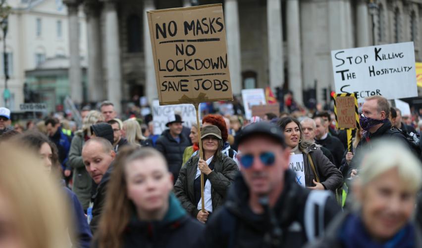 October 2020: Anti lockdown protesters in London