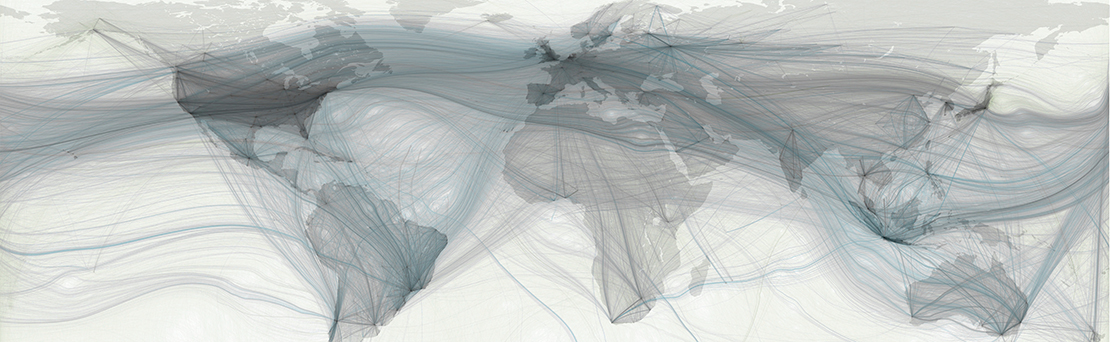World travel and communications recorded on Twitter